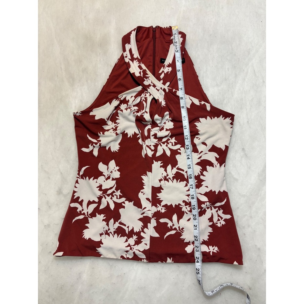 White House Black Market Halter Neck Twisted Floral Print Top Women's Size S - Picture 2 of 8